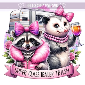 Basura de tráiler de clase alta PNG, imágenes prediseñadas divertidas de mapache y zarigüeya, imágenes prediseñadas de mapache, Stay Trashy Png, diseño de sublimación, descarga digital PNG