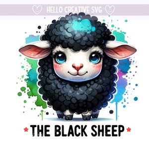 The Black Sheep PNG, Cute Sheep Clipart, Sheep Clipart, Sheep Png, Sublimation Design, PNG Digital Download