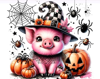 Halloween Pig PNG, Spooky Pig, Spooky Vibes, Spooky Season Clipart, Pig Halloween, Sublimation Design, PNG Digital Download