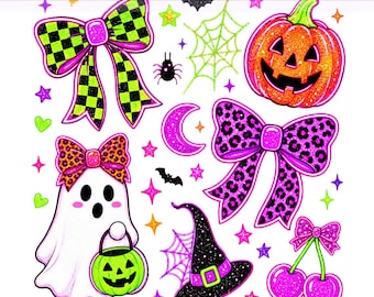 Preppy Ghost Coquette Png, Kokietka Ghost Bow, Dynia Png, Kokietka Halloween Png, Neon Ghost Png, Projekt Sublimacji, Pobieranie Cyfrowe PNG