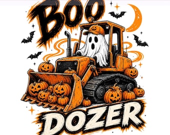 Boo Dozer PNG, Funny Halloween Ghost, Construction Png, Bulldozer Pumpkin, Spooky Png, Sublimation Design, PNG Digital Download