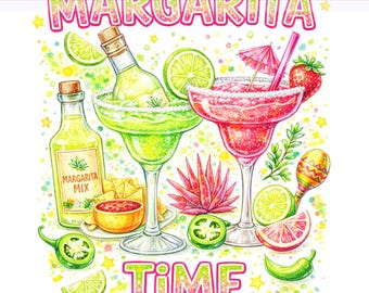 Summer Margarita Weather PNG, Preppy Brushstroke, Beach Vacation PNG, Summer Png, Cocktail Png, Sublimation Design, PNG Digital Download