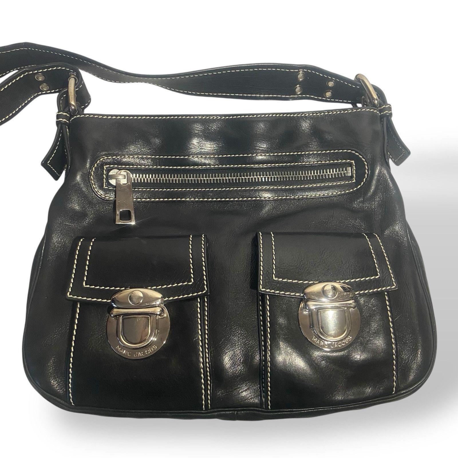 Vintage Marc Jacobs Black Leather Hobo Bag: Multi-pocket Designer