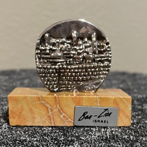 Ben Zion Sterling Silver Sculpture of City of Jerusalem on Marble