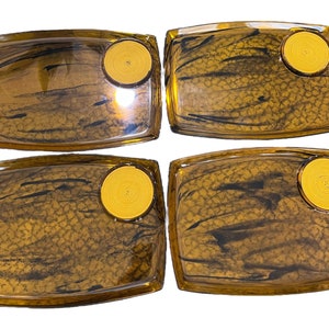 Tortoise Shell Vintage Lucite Party Trays with Coasters Set of 4 Vintage Faux Tortoise Shell