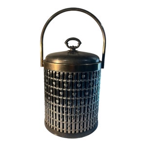 Ice Bucket Faux Bamboo Silver Plated Thermal Vintage Ice Bucket