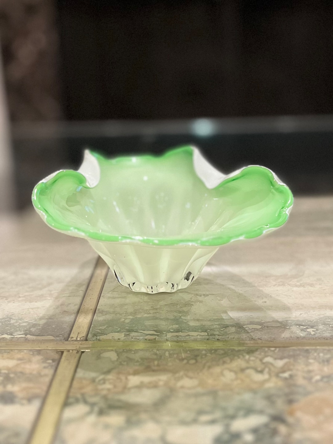 Murano Style Hand Blown Glass Candy Dish Etsy