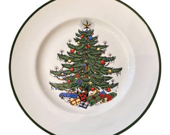 Cuthbertson 12 Salad Plates Set of 12 Original Christmas Tree Vintage Pattern Holiday Dishes 8” D Made in England