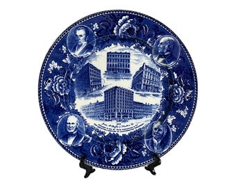 Wedgwood Plate Blue and White Decor Boston Collectible Traditional Vintage Decor