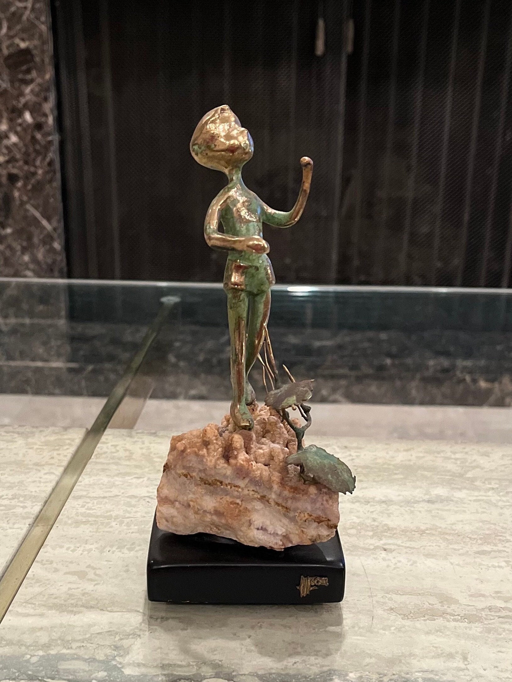 マルコムモラン　置物 Vintage Modern Bronze Boy Statue by Malcolm Moran W/maker's Mark