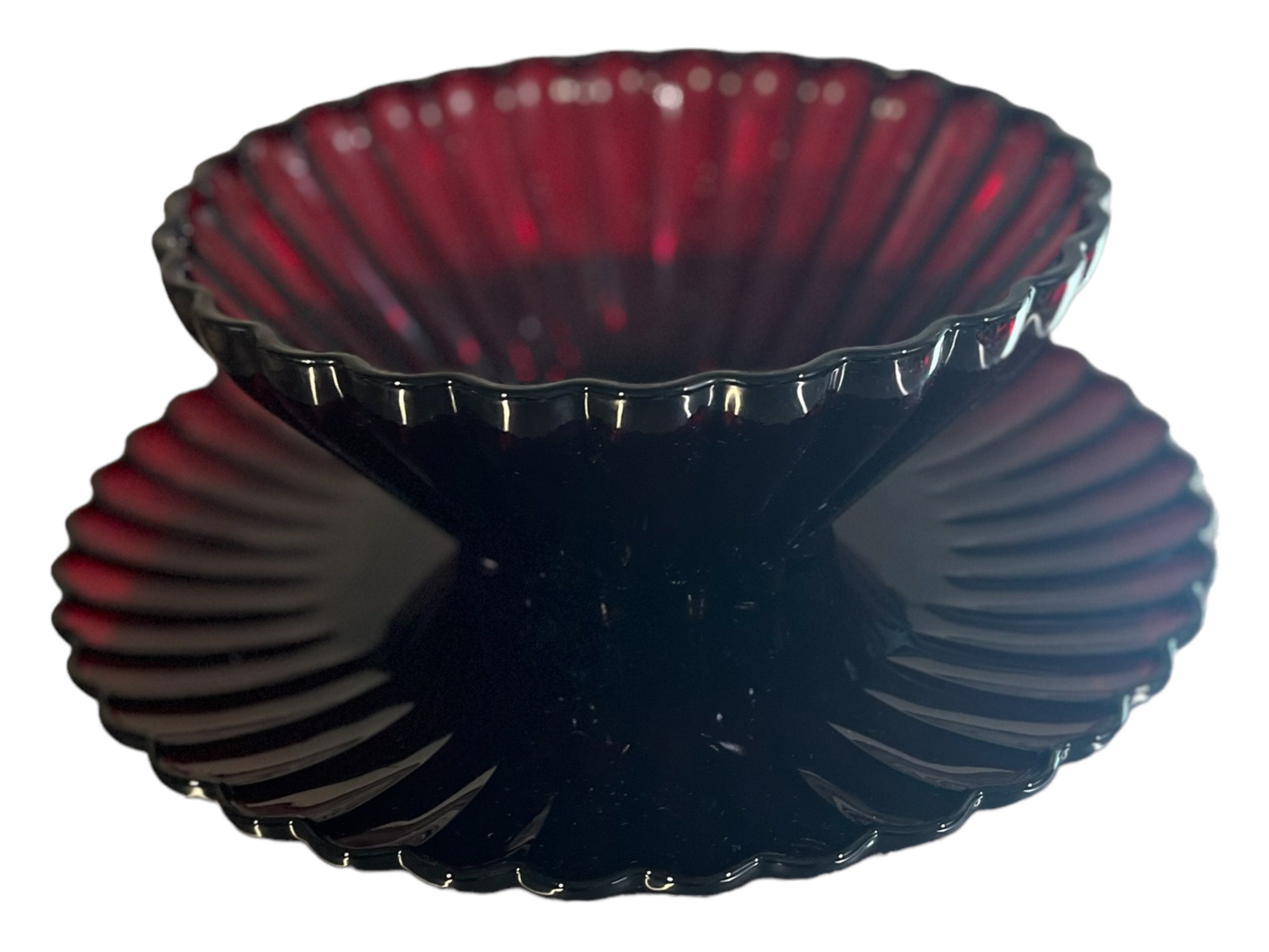 Torte Plate and Bowl Anchor Hocking Classic Royal Ruby Serving Plate and Bowl Vintage Set Etsy