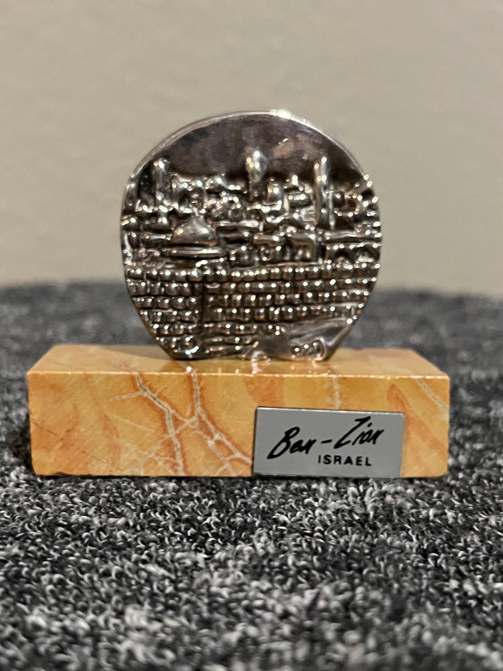 Ben Zion Sterling Silver Sculpture of City of Jerusalem on Marble