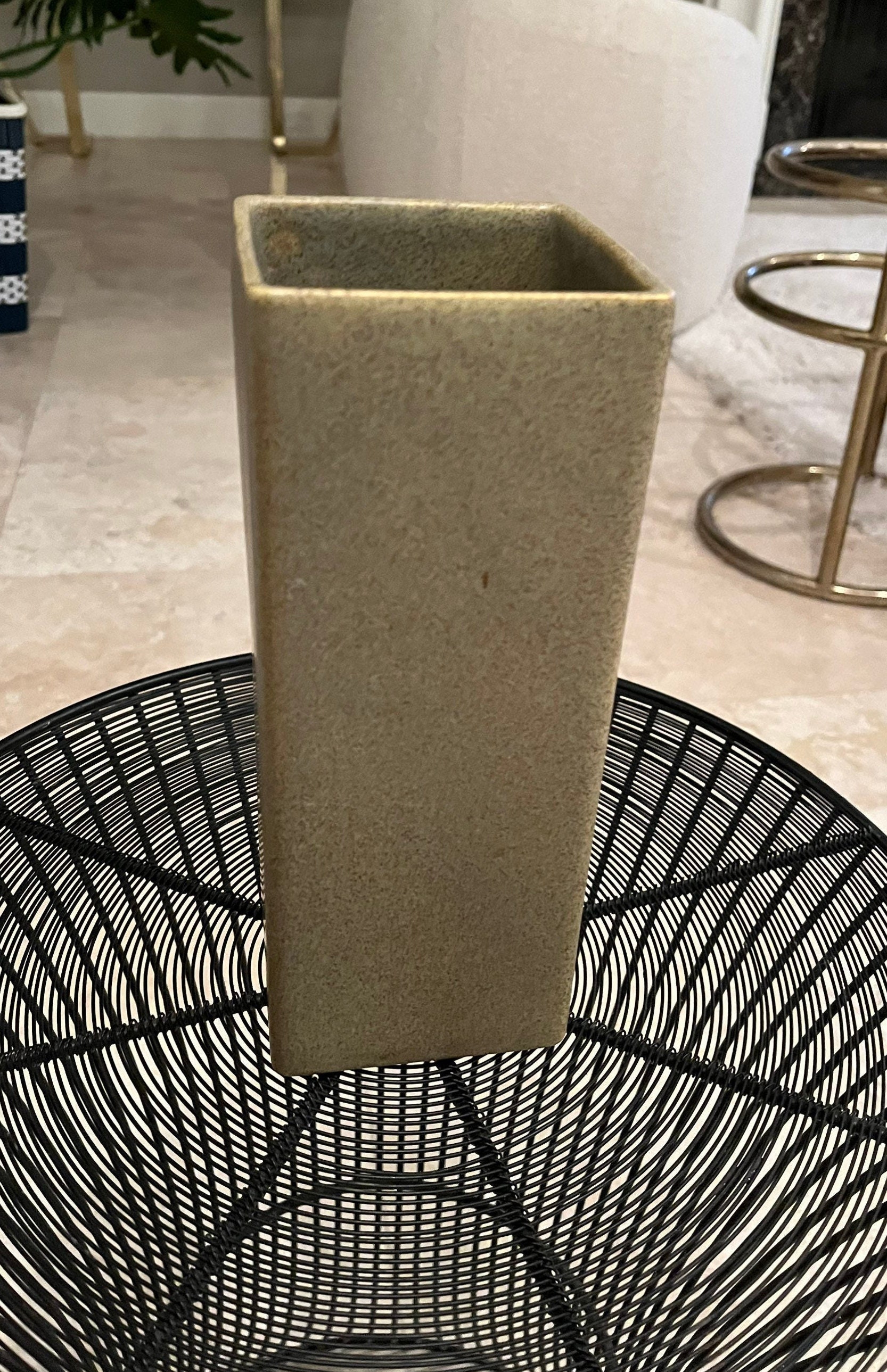 Vintage Mccoy Floraline Vase Matte Green, Square Vase 9 1/2 Tall Etsy