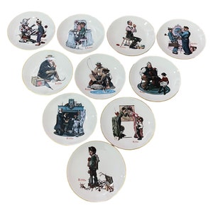 10 Norman Rockwell 1978 Collector Plates Set of 10 Vintage Gorham Fine China Hostess Gifts