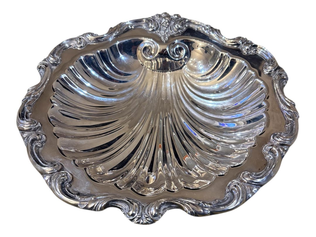 Shell Pattern Silverplate Bowl Vintage Amston Fine Silver Plate Serving ...