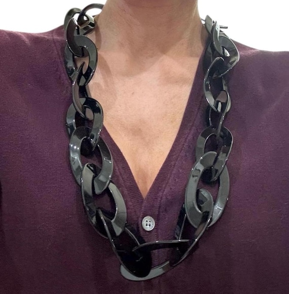 Vintage Necklace Black Chain Link  Kenneth Jay La… - image 9