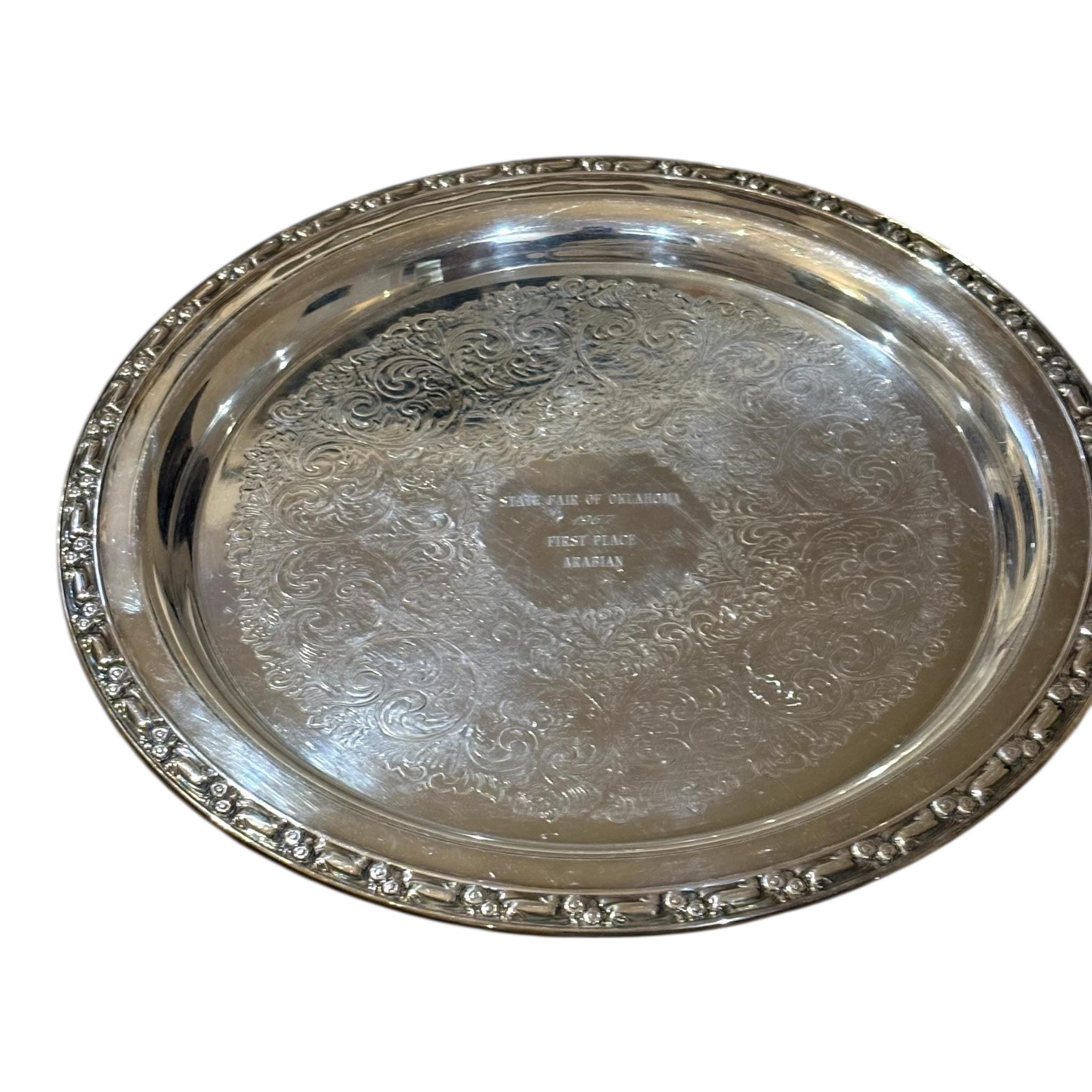 ONEIDA オネイダ シルバープレート silverplate トレイ 盆 Silver Plate Award Tray Vintage Oneida State Fair of Oklahoma 1967