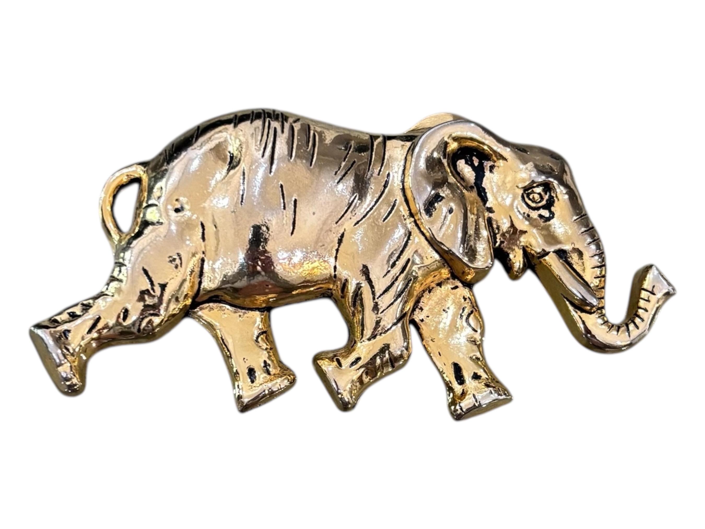 Vintage huge Gold Elephant Decorative Belt Buckle David Webb 18K Gold Elephant Belt Buckle main image 4