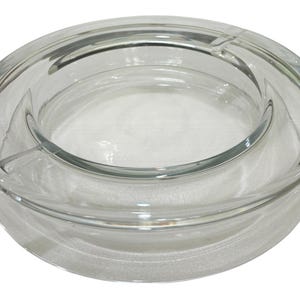 Ashtray Huge Vintage Clear Glass Round Ashtray Two Notch 12” Round Clear Ashtray
