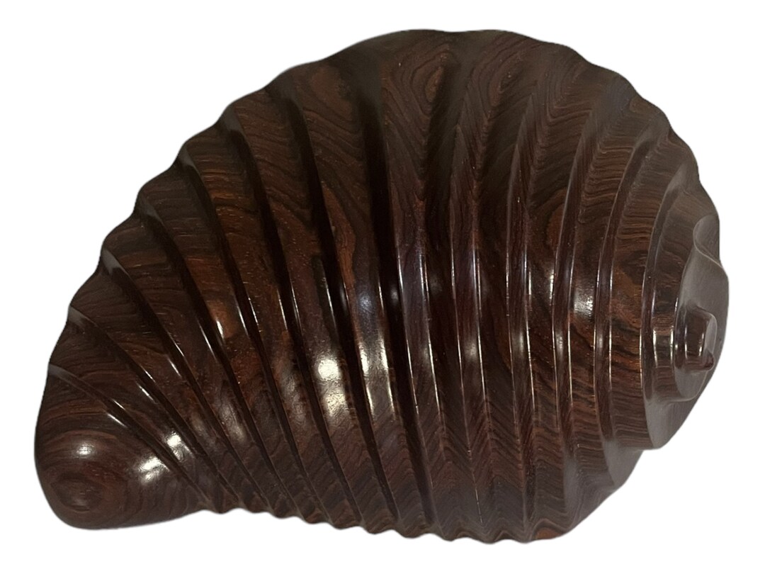 Wooden Sea Shell Decorative Hand Carved Cocobolo Decor Vintage Etsy