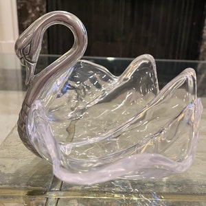 Swan Grainware Metal & Acrylic Server Bowl The Swan Shell Vintage Original Box
