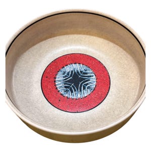 Lenox Soup Cereal Bowls Temperware Staccato  Pattern Set of 4 Mid Century Modern Red Blue Pattern Bulls Eye Style