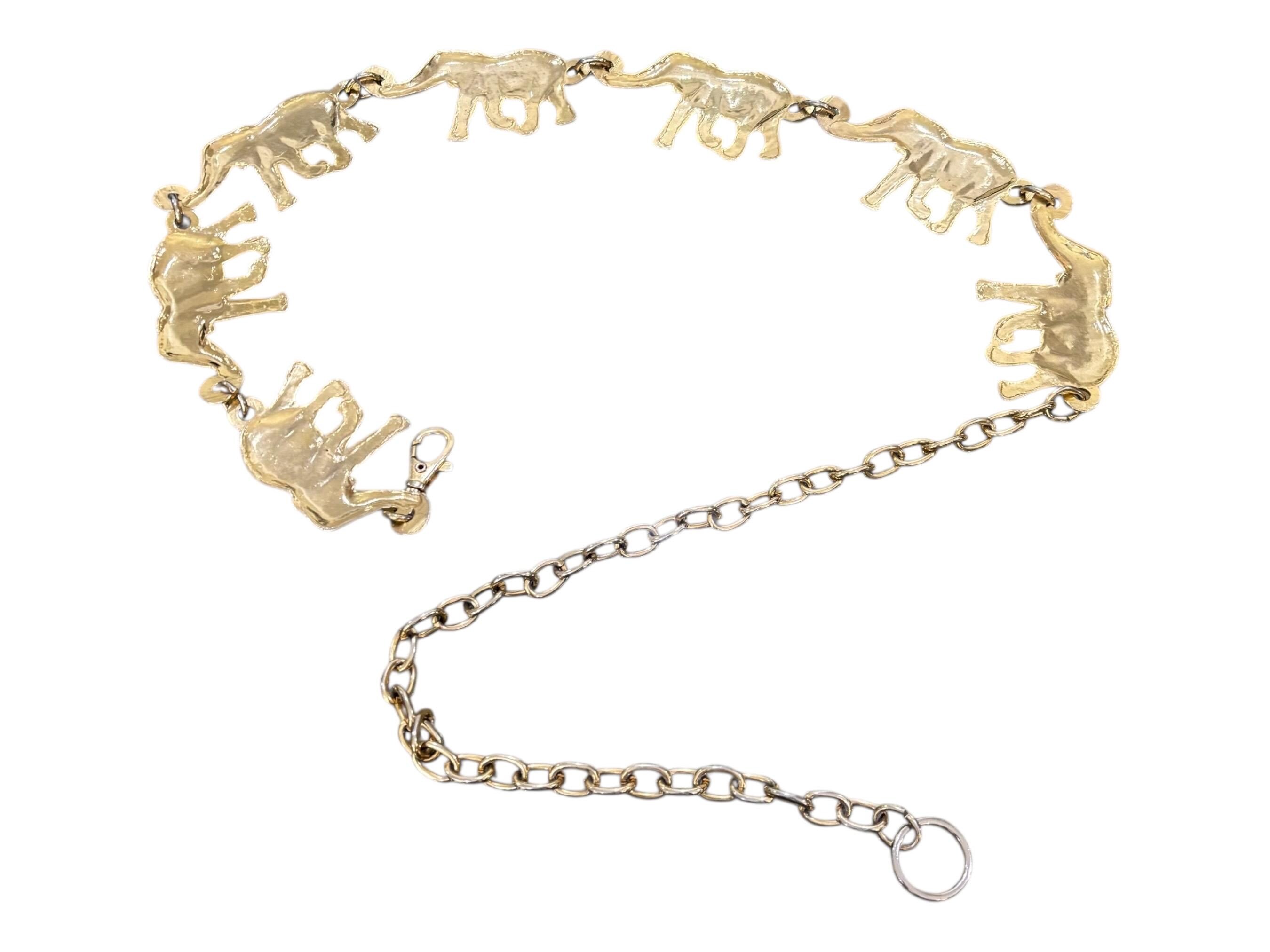 Gold Elephant Chain Belt 1980s Statement Waist Jewelry Trunk  display picture 3
