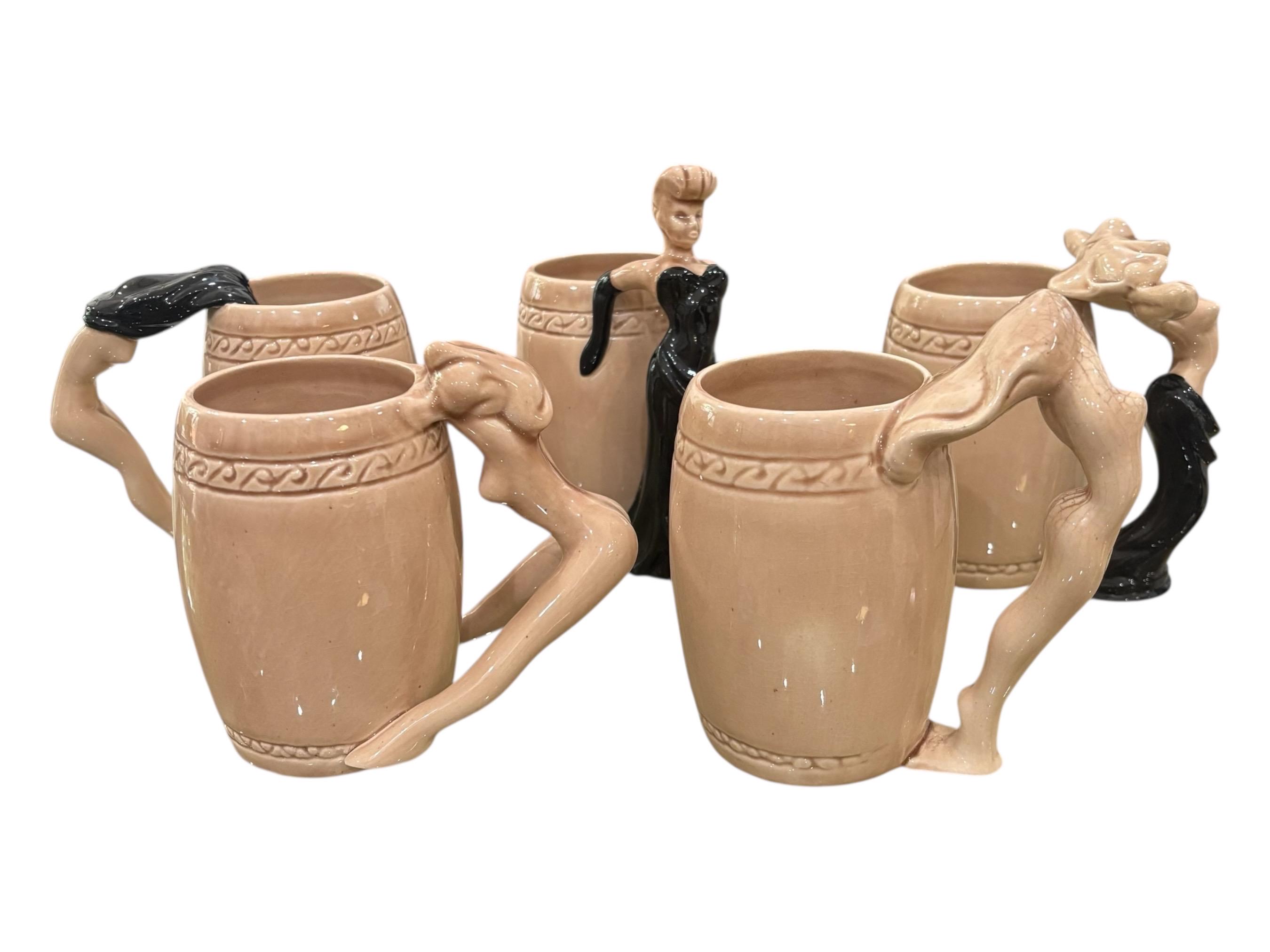 Mugs 5 Nude Lady Vintage Dorothy Kindell Set of 5 Risqué Pin-up