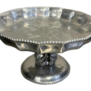 Compote Bowl or Dish Aluminum Trade Continental Mark Hand Wrought Silverlook 607 Vintage Centerpiece