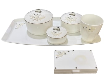 Vanity Set Vintage Tanyana Plastic Tray Vanity Set Rhinestone 50s Bathroom Decor Schwartz Bros. Plastics