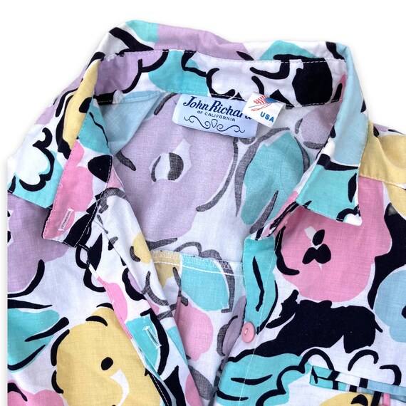 Vintage big blooms pastel shirt dress with an elastic… Gem