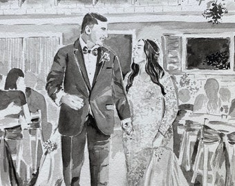 Custom Watercolor Wedding Portrait: Anniversary Keepsake