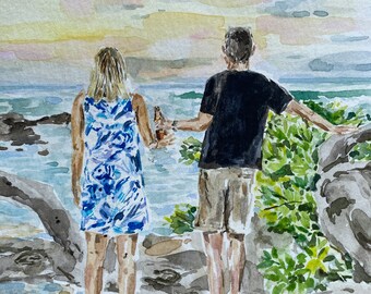 Custom Watercolor Portrait: Anniversary, Wedding, or Floral Gift