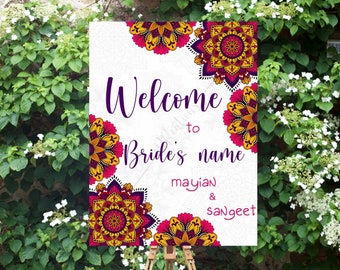 Welcome Sign for Multiple Occasions | Mehndi, Sangeet and Jaggo Welcome sign | Indian Wedding Sign | Punjabi Wedding Sign | Digital Download