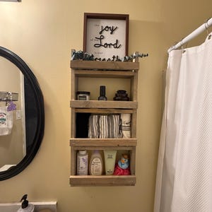 Bathroom Shelf - Wall Mounted Wooden Shelf for Bathroom Organization - Perfect Shelf for Bathroom Storage