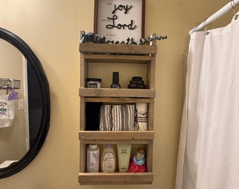 Bathroom Shelf - Wall Mounted Wooden Shelf for Bathroom Organization - Perfect Shelf for Bathroom Storage