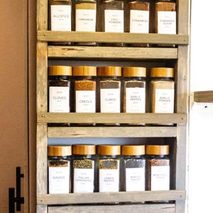 Spice Rack - Slice Shelf - Wall Mounted Wooden Shelf for Kitchen Organization & Pantry - Perfect Jar Shelf for Spices and Seasonings