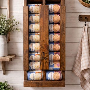 Wall Mounted Canned Food Organizer | Rustic Wooden Pantry Storage Rack | Kitchen Can & Spice Shelf | Handmade Farmhouse Wall Storage
