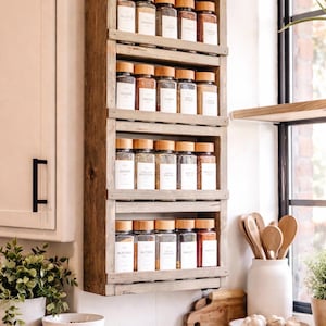 Wall Mounted Wooden Spice Rack – Kitchen Pantry Organizer