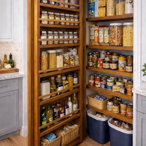 Custom Pantry Door Organizer (Inside Mount) | Handmade Wood Spice Rack Shelf | Made to Fit Any Door Size | Space-Saving Kitchen Storage image 1