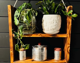 Hanging Wall Shelf for Bathroom, Kitchen & Bedroom Storage - Rustic Floating Shelf with Rope Hanger, Space-Saving Organizer