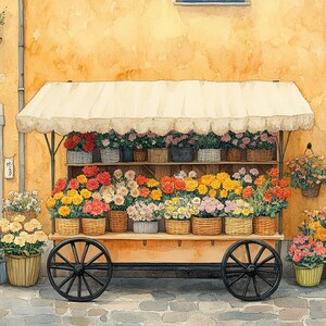 Vintage Blumenwagen, digitaler Download, druckbare Wandkunst, Housewarming Geschenk, Geburtstag, digitale Kunst Download, Wanddekor