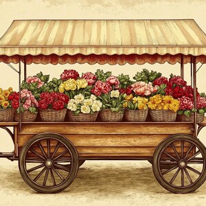 Vintage Blumenwagen, digitaler Download, druckbare Wandkunst, Housewarming Geschenk, Geburtstag, digitale Kunst Download, Wanddekor