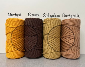 Macrame cotton cord  4 mm 100m | Twisted coloured 4mm 100% cotton cord |