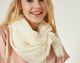 completely unique only one made scarf 100% wool Tan and ecru warm wrap UK. made in Yorkshire shawl