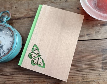 Personalized recipe book, Blank recipe book, Wooden recipe book, Custom cookbook, Custom recipe binder, Anniversary gift, butterfly