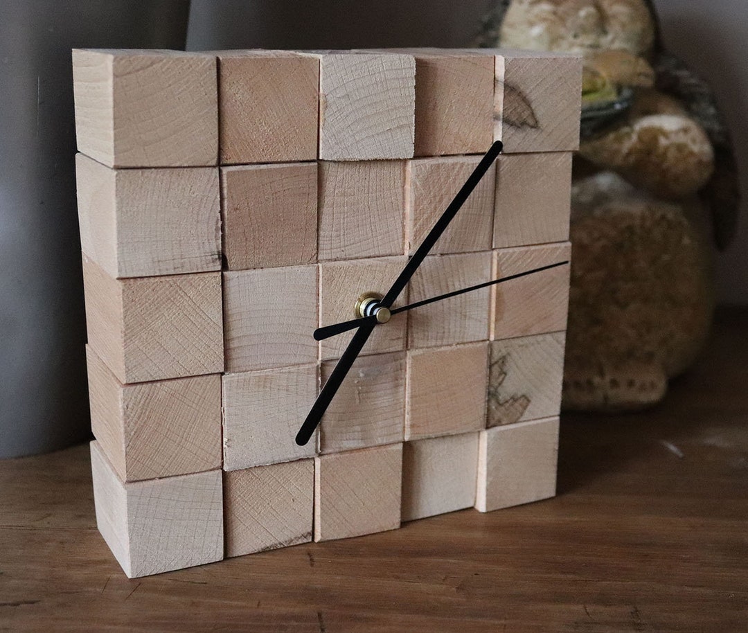Wooden Clock, Desk Clock, Wood Natural Clock, Modern Clock Wooden