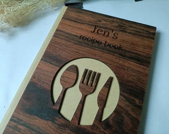 Personalisiertes Rezeptbuch, Blanko-Rezeptbuch, Rezeptbuch aus Holz, Individuelles Kochbuch, Individuelles Rezeptordner, Geburtstagsgeschenk, Einweihungsgeschenk-