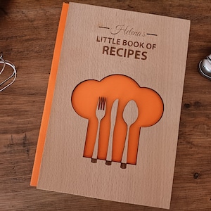 Personalized recipe book, Blank recipe book, Wooden recipe book, Custom cookbook, Custom recipe binder, Anniversary gift, Housewarming gift