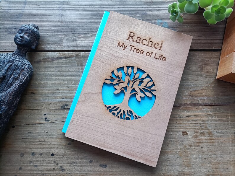 Tree of Life Wooden Notebook – Custom Engraved A5 Journal – Handmade ...